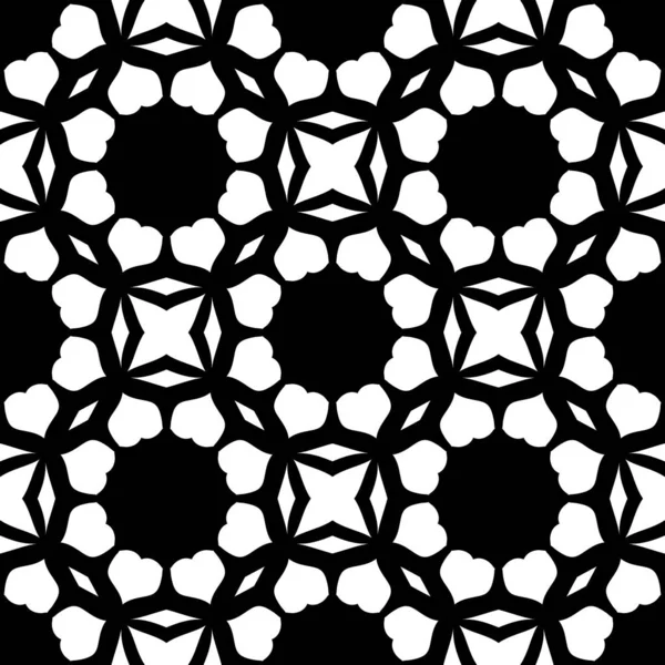 Black White Rendering Kaleidoscope Floral Ornaments Flowers Wallpaper Template — Stock Photo, Image