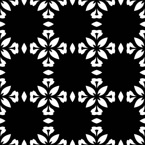 Black White Rendering Kaleidoscope Floral Ornaments Flowers Wallpaper Template — Stock Photo, Image
