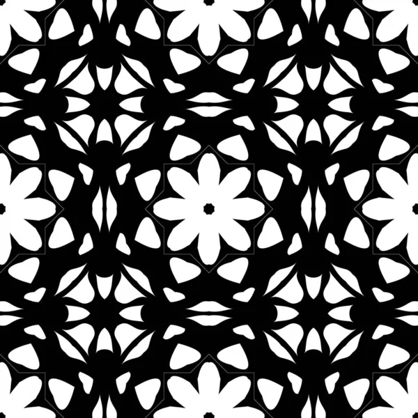 Negro Blanco Flores Abstractas Fondo — Foto de Stock
