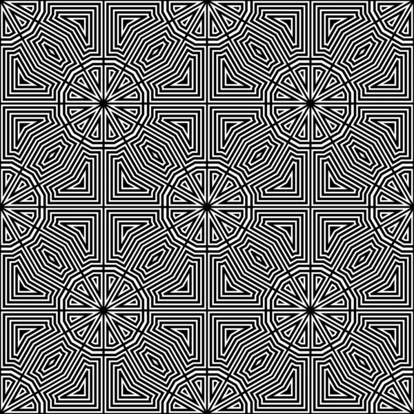 Psychedelische Schwarze Und Weiße Felder Quadrate Und Linien — Stockfoto