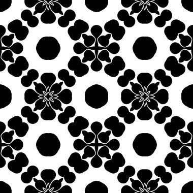 Siyah beyaz geometrik dikişsiz desen, kaleydoskop işleme 