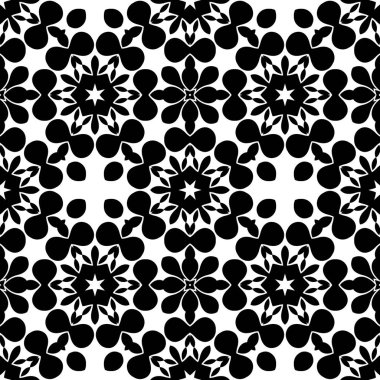 Siyah beyaz geometrik dikişsiz desen, kaleydoskop işleme 