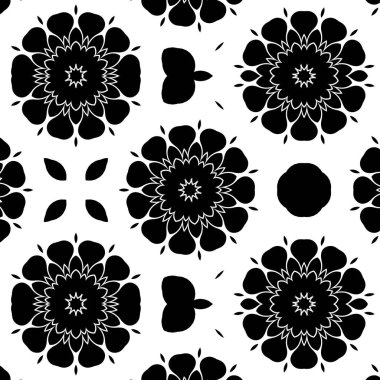 Siyah beyaz soyut süs arka plan, kaleydoskop render 