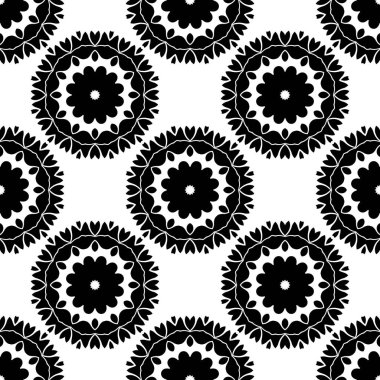 Siyah ve beyaz mandala, soyut süs arka plan, kaleydoskop render 