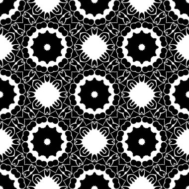 Siyah ve beyaz mandala, soyut süs arka plan, kaleydoskop render 