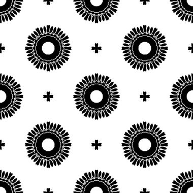 Siyah ve beyaz mandala, soyut süs arka plan, kaleydoskop render 