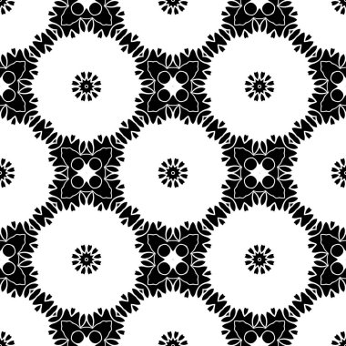 Siyah ve beyaz mandala, soyut süs arka plan, kaleydoskop render 