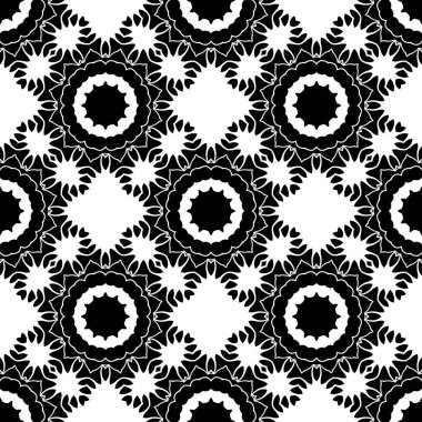 Siyah ve beyaz geometrik soyut süs arka plan, mandala render