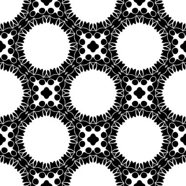 Siyah ve beyaz geometrik soyut süs arka plan, mandala render