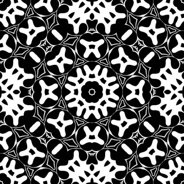 dikişsiz geometrik siyah beyaz render kaleydoskop süsler duvar kağıdı