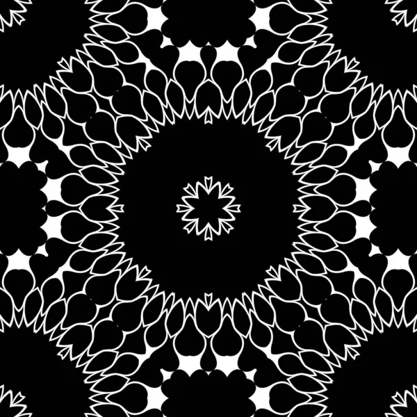 Abstrato Preto Branco Floral Mandala Fundo — Fotografia de Stock