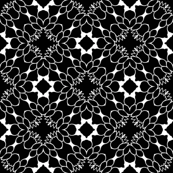 黑白曼陀罗 抽象的装饰背景 渲染万花筒 — 图库照片