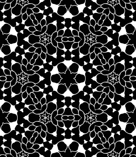 Mandala Preto Branco Fundo Ornamental Abstrato Renderização Caleidoscópio — Fotografia de Stock