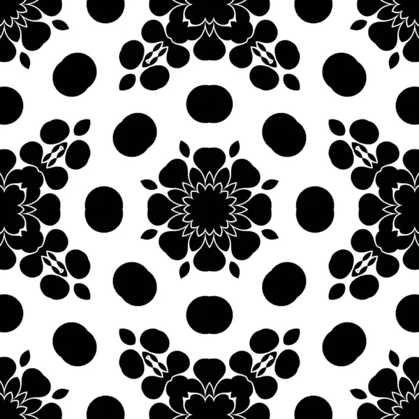 Caleidoscópio Ornamental Geométrico Forma Redonda Preto Branco — Fotografia de Stock