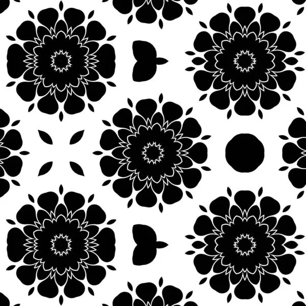 Caleidoscopio Ornamental Geométrico Forma Redonda Blanco Negro —  Fotos de Stock