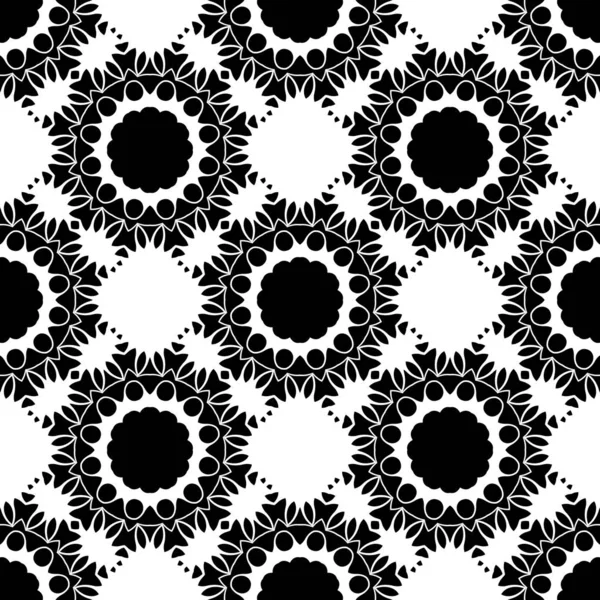 Schwarz Weiß Geometrische Abstrakte Ornamentale Hintergrund Rendering Mandala — Stockfoto