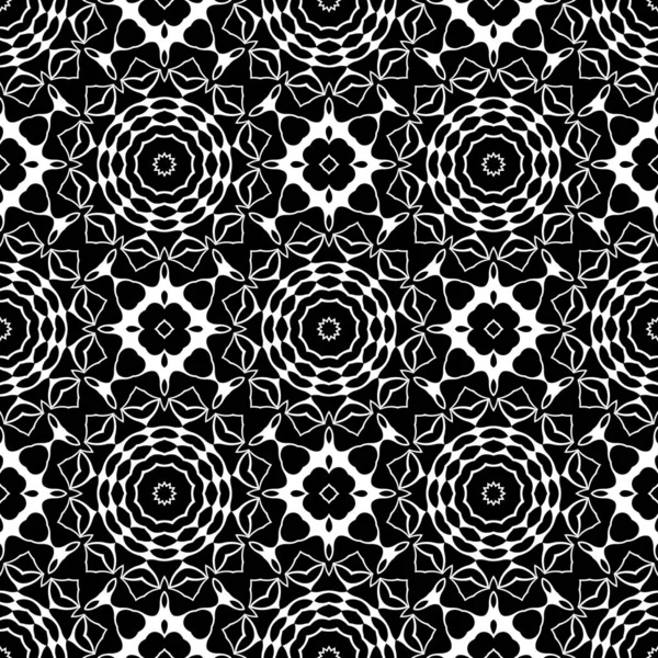 Schwarz Weiß Geometrische Abstrakte Ornamentale Hintergrund Rendering Mandala — Stockfoto