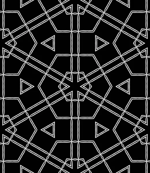 Abstrakti Saumaton Geometrinen Musta Valkoinen Kaleidoskooppi Koristeet — kuvapankkivalokuva