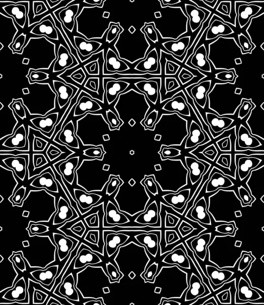 Abstrakte Nahtlose Geometrische Schwarz Weiß Kaleidoskop Ornamente — Stockfoto