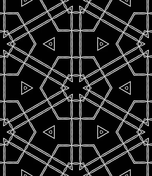 Abstrakt Sömlösa Geometriska Svarta Och Vita Kaleidoskop Ornament — Stockfoto