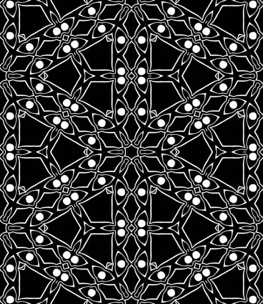 Abstracte Naadloze Geometrische Zwart Wit Caleidoscoop Ornamenten — Stockfoto