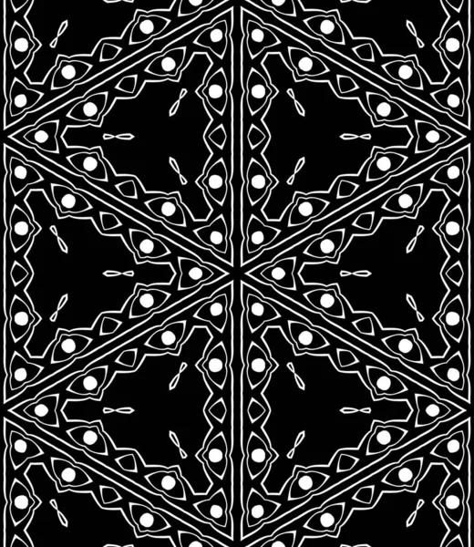 Bezszwowe Geometrycznej Czarno Białe Ozdoby Kalejdoskop — Zdjęcie stockowe