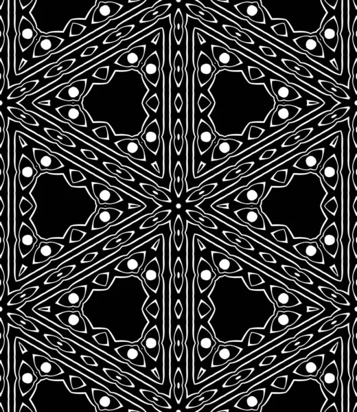 Abstracte Naadloze Geometrische Zwart Wit Caleidoscoop Ornamenten — Stockfoto