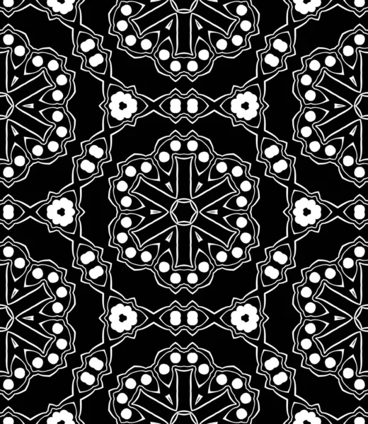 Abstrakte Nahtlose Geometrische Schwarz Weiß Kaleidoskop Ornamente — Stockfoto