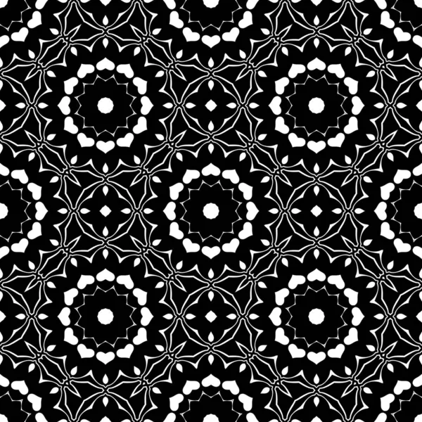 Mozaika Czarno Biała Ozdoby Kalejdoskopu — Zdjęcie stockowe