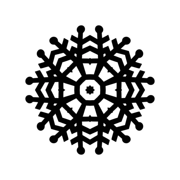 Svart Snowflake Silhouette Isolerad Vit Bakgrund — Stockfoto