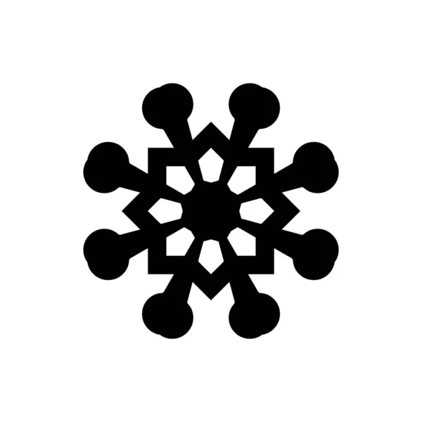 Svart Snowflake Silhouette Isolerad Vit Bakgrund — Stockfoto