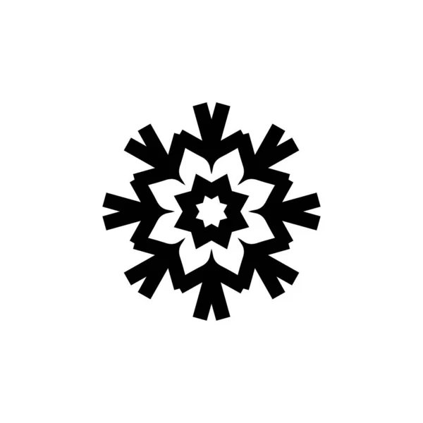 Чорний Силует Сніжинки Ізольований Білому Тлі — стокове фото