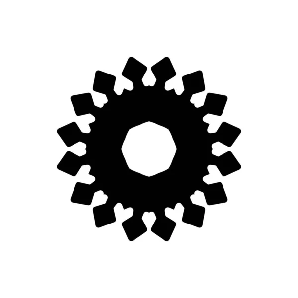 Zwarte Snowflake Silhouet Geïsoleerd Witte Achtergrond — Stockfoto