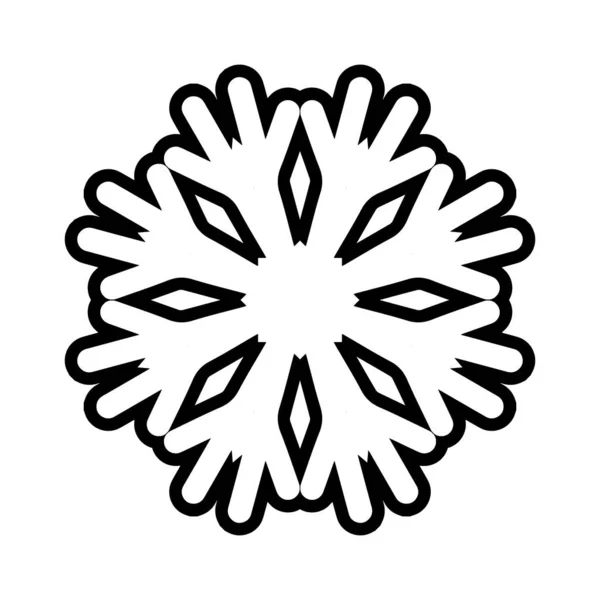 Svart Snowflake Silhouette Isolerad Vit Bakgrund — Stockfoto