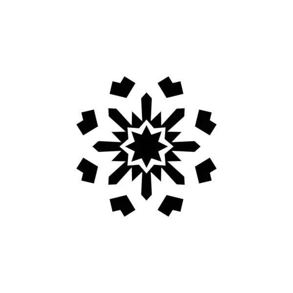 Svart Snowflake Silhouette Isolerad Vit Bakgrund — Stockfoto