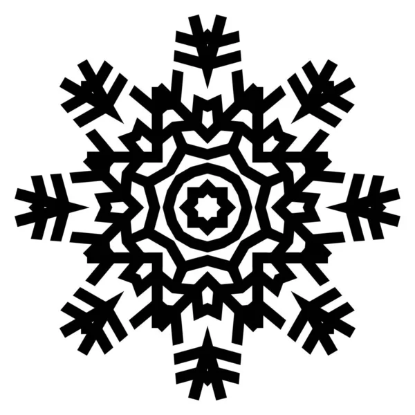 Zwarte Snowflake Silhouet Geïsoleerd Witte Achtergrond — Stockfoto