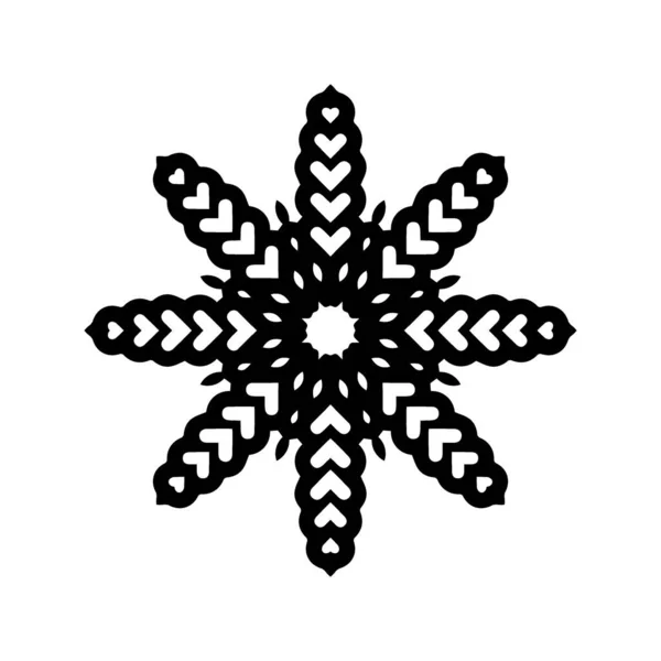 Svart Snowflake Silhouette Isolerad Vit Bakgrund — Stockfoto