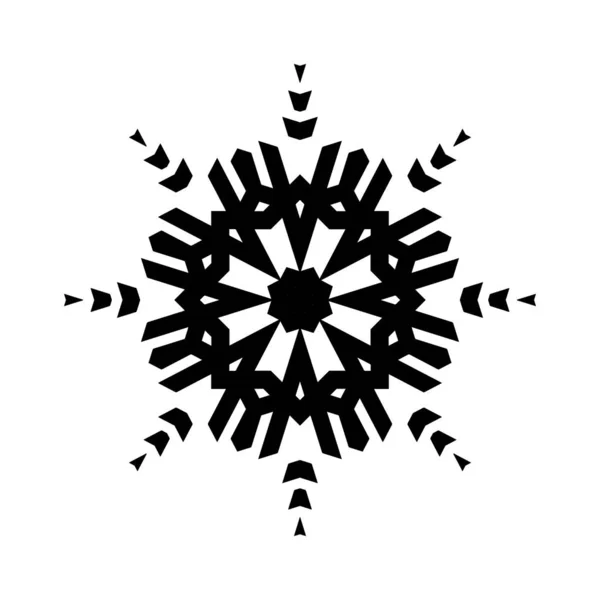 Zwarte Snowflake Silhouet Geïsoleerd Witte Achtergrond — Stockfoto