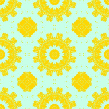 Sarı ve açık yeşil renklerde modern soyut desen