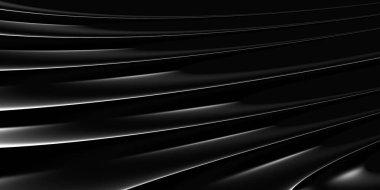 Siyah soyut hacimsel iş geçmişi, teknolojik fütüristik kapak, güzellik modern sanat konsepti, 3D çizim, 3D illüstrasyon