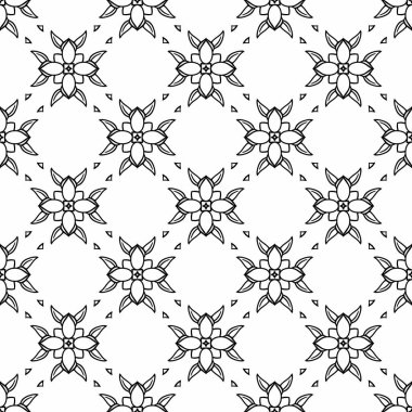 Soyut, siyah ve beyaz fayanslar. Art deco kusursuz arka plan. Modern geometrik doku ve yinelenen desen