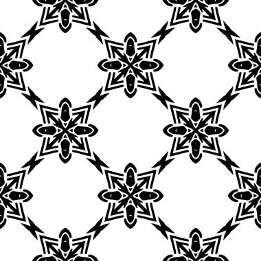 Soyut, siyah ve beyaz fayanslar. Art deco kusursuz arka plan. Modern geometrik doku ve yinelenen desen