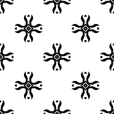 Soyut, siyah ve beyaz fayanslar. Art deco kusursuz arka plan. Modern geometrik doku ve yinelenen desen