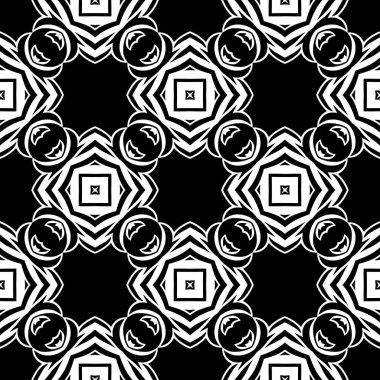 Soyut, siyah ve beyaz fayanslar. Art deco kusursuz arka plan. Modern geometrik doku ve yinelenen desen