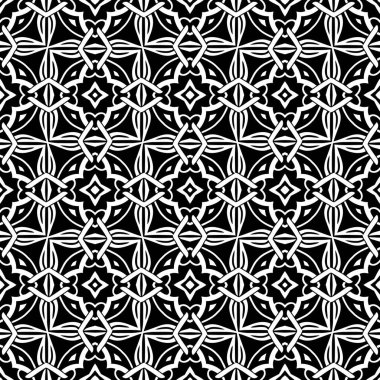 Soyut, siyah ve beyaz fayanslar. Art deco kusursuz arka plan. Modern geometrik doku ve yinelenen desen