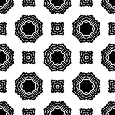 Zarif, çok güzel, siyah ve beyaz, pürüzsüz bir desen. Süslü stil kabilenin etnik geçmişi. Geometrik süsleme arka planı tekrarla. Dekoratif kapak