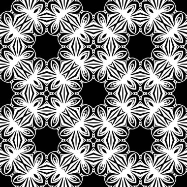 Zarif, çok güzel, siyah ve beyaz, pürüzsüz bir desen. Süslü stil kabilenin etnik geçmişi. Geometrik süsleme arka planı tekrarla. Dekoratif kapak