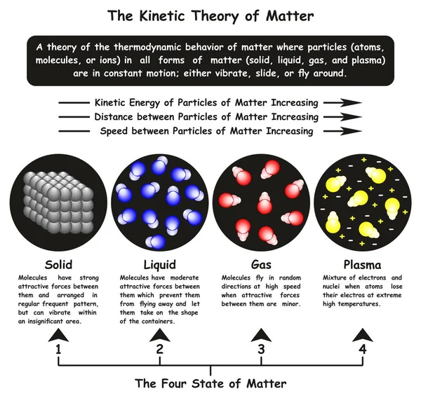Die Kinetische Theorie Der Materie Infografisches Diagramm Das Die Bewegung — Stockvektor
