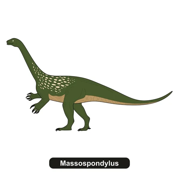 Massospondylus Dinosaurio Extinto Animal — Vector de stock