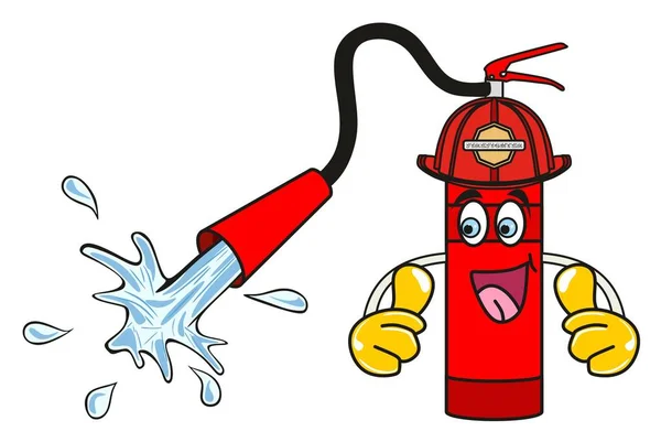 Desenhos Animados Personagem Fire Extinguisher Dando Ambos Polegares Para Cima — Vetor de Stock